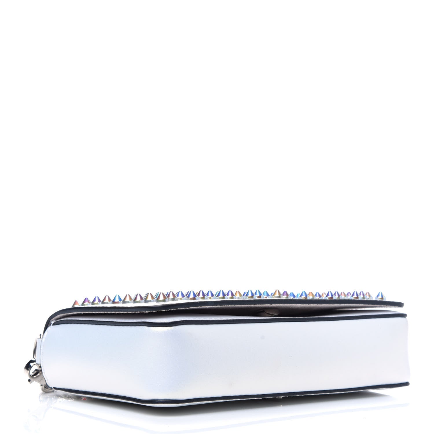 Christian Louboutin Metallic Calfskin Spiked Zoompouch Crossbody Snow Silver 4 of 12
