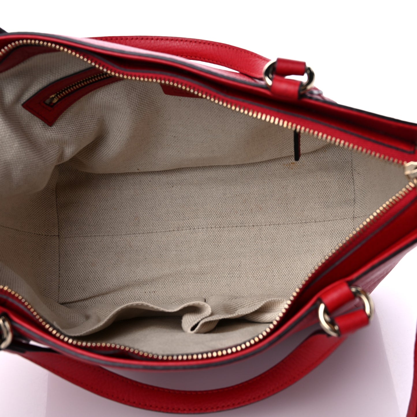 Pebbled Calfskin Small Soho Top Handle Bag Red
