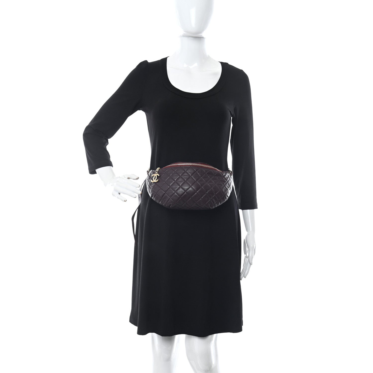 Chanel Calfskin Quilted Banane Waist Bag Fanny Pack Burgundy 2 of 13