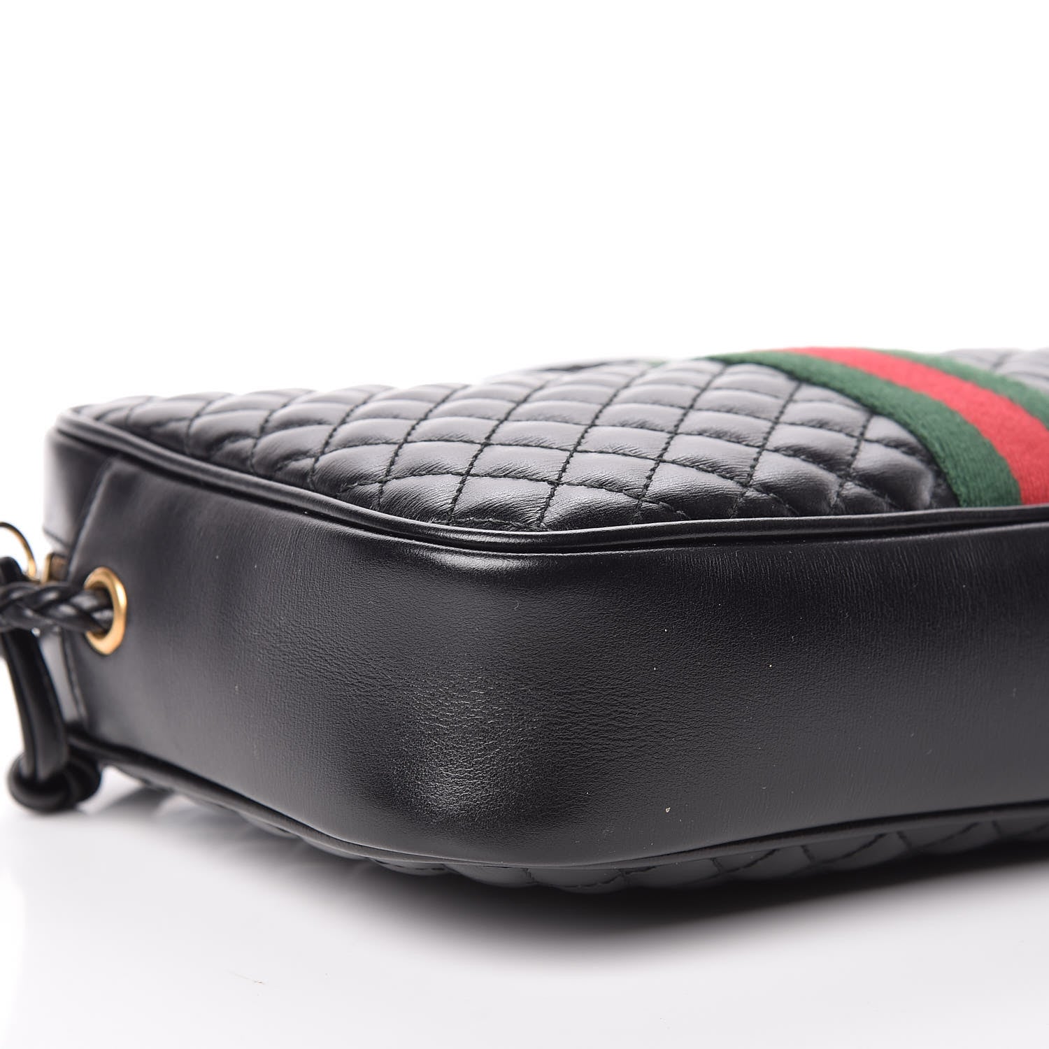 Gucci Calfskin Web Trapuntata Small GG Shoulder Bag Black 5 of 9