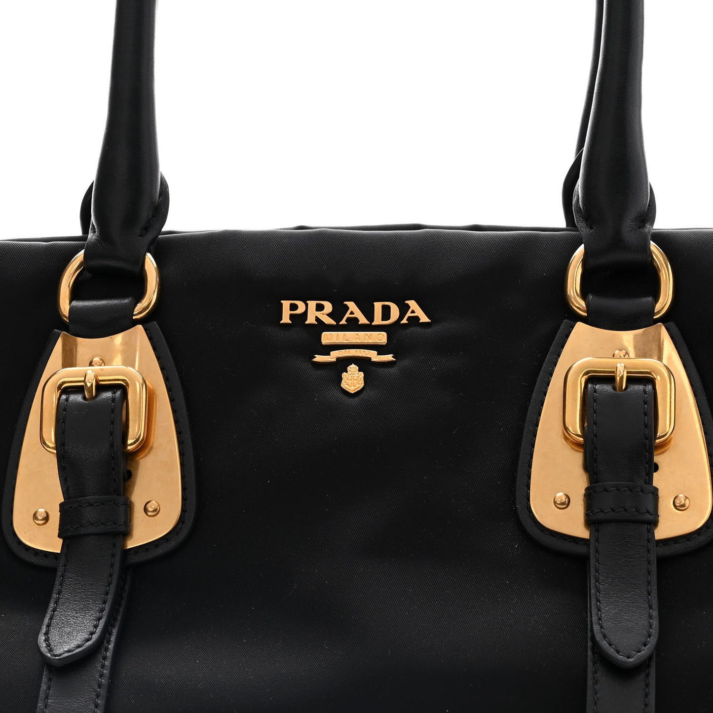 Tessuto Nylon Soft Calfskin Shopping Satchel Black