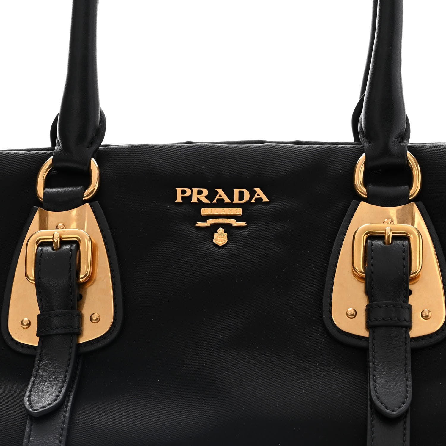 Prada Tessuto Nylon Soft Calfskin Shopping Satchel Black 8 of 10