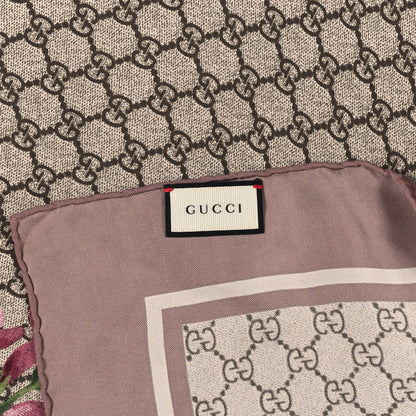 Gucci Silk Twill Monogram Folert Square Scarf Mauve Light Brown 2 of 3