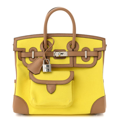 Hermes Toile Goeland Swift Cargo Birkin 25 Jaune Citron Chai 1 of 11