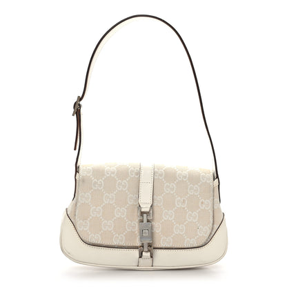 Gucci Monogram Small Jackie O Flap Hobo White 1 of 10