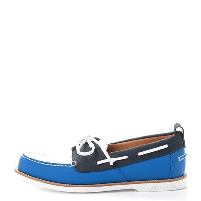 Louis Vuitton Mat Calfskin Rubber America's Cup Marine Boat Shoe 8 Pacific Blue 1 of 10