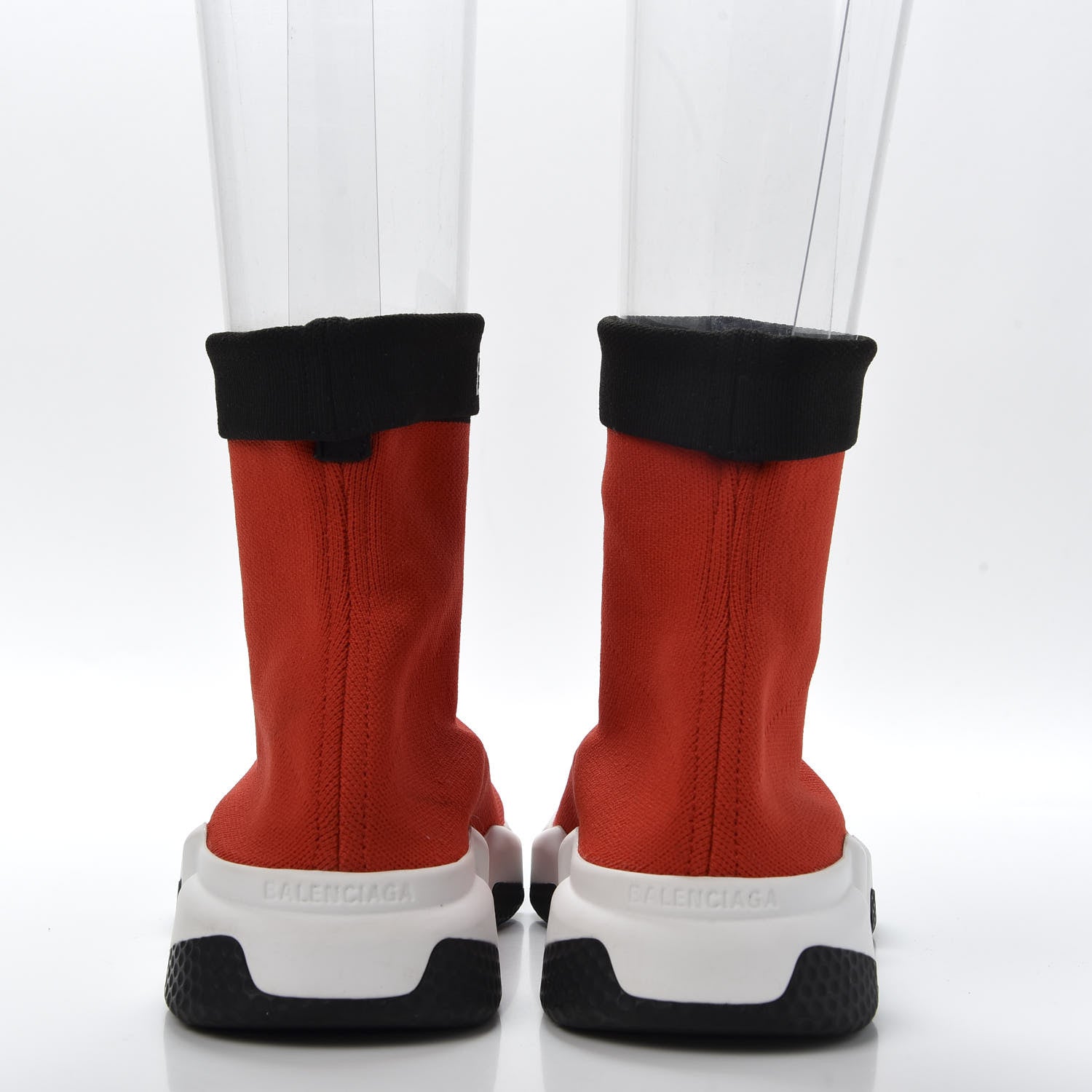 Balenciaga Neoprene Knit Mens Speed Cuffed Sneakers 39 Red Black White 5 of 12