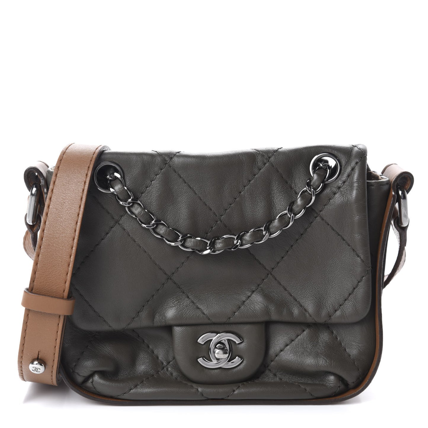 Calfskin Country Chic Mini Flap Dark Grey