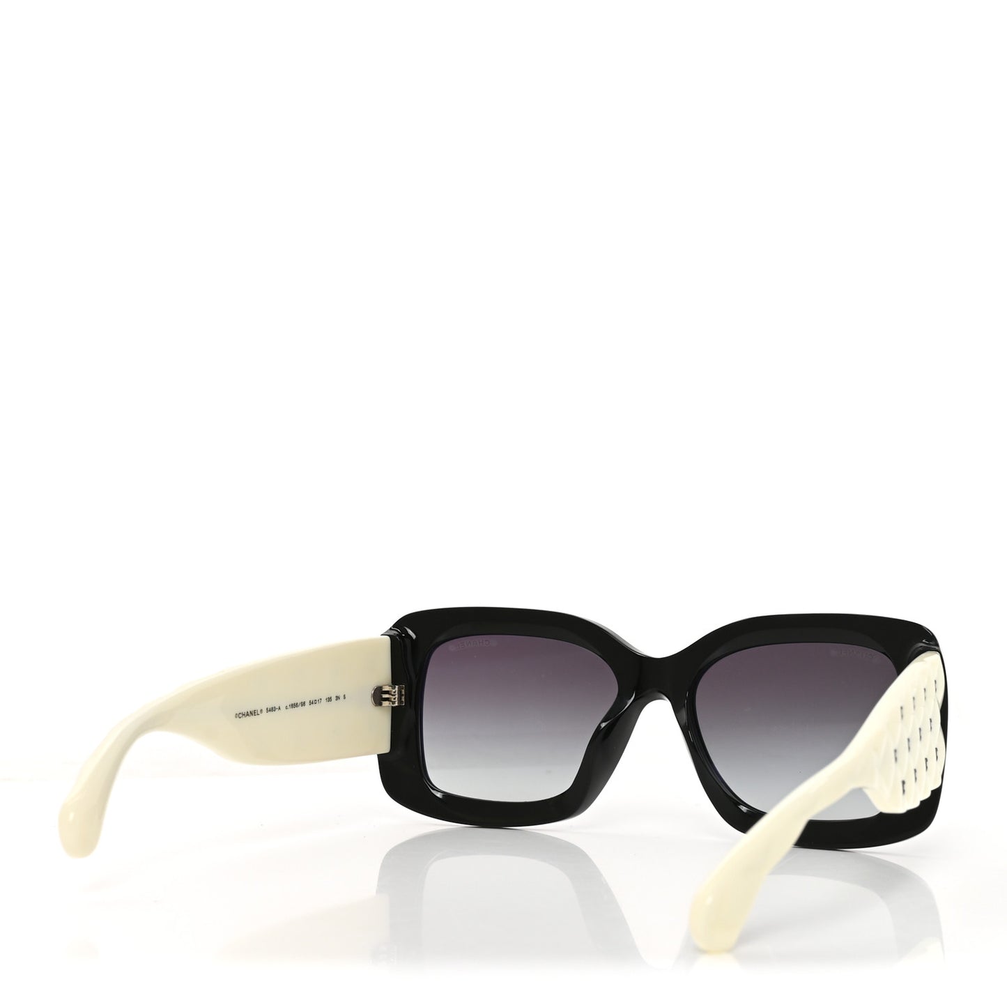 Acetate Quilted CC Rectangle Sunglasses 5483-A White Black