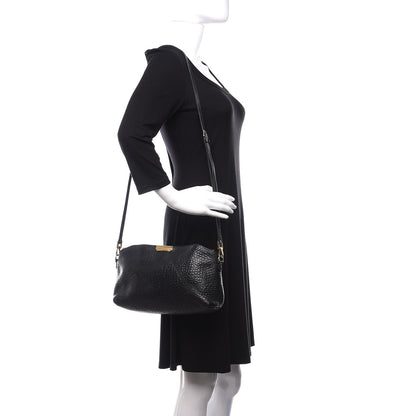 Burberry Signature Grain Calfskin Check Embossed Small Chichester Crossbody Clutch Bag Black 2 of 10