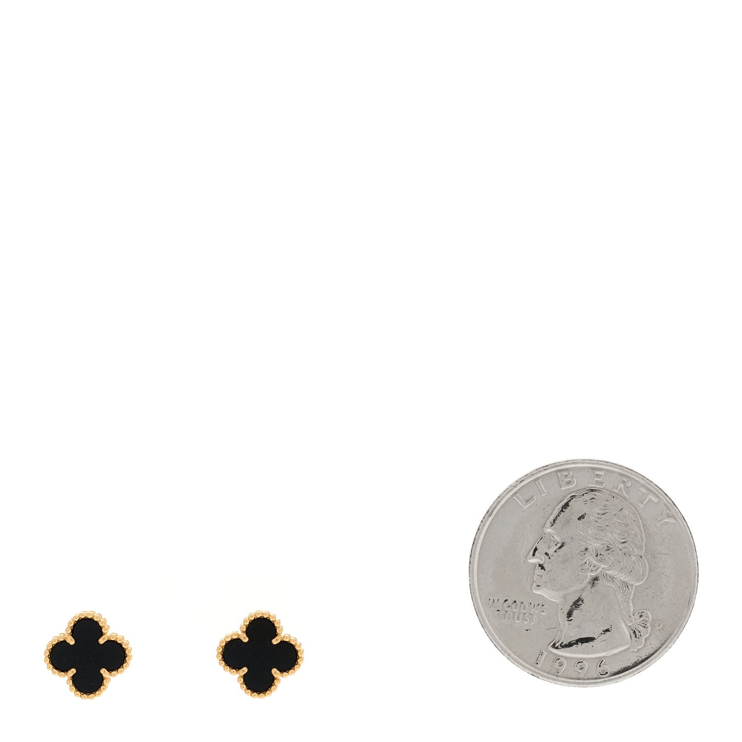 Van Cleef & Arpels 18K Yellow Gold Black Onyx Sweet Alhambra Earrings 2 of 5