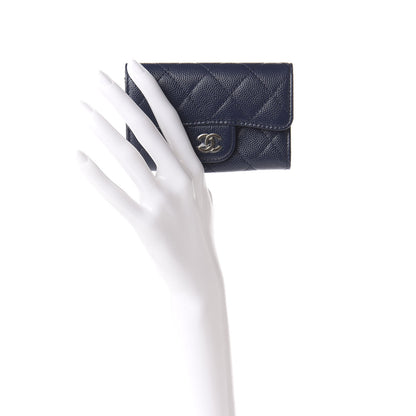 Chanel Caviar Quilted Flap Card Holder Wallet Navy Blue 2 of 8