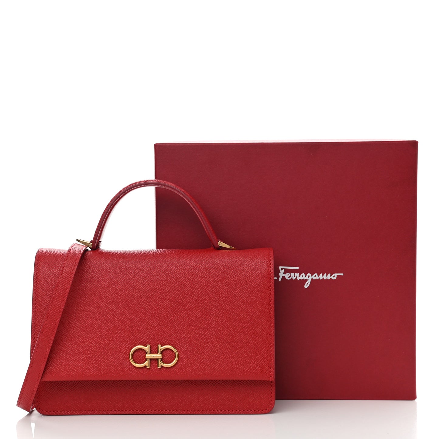 Hammered Calfskin Gancini Minibag Red
