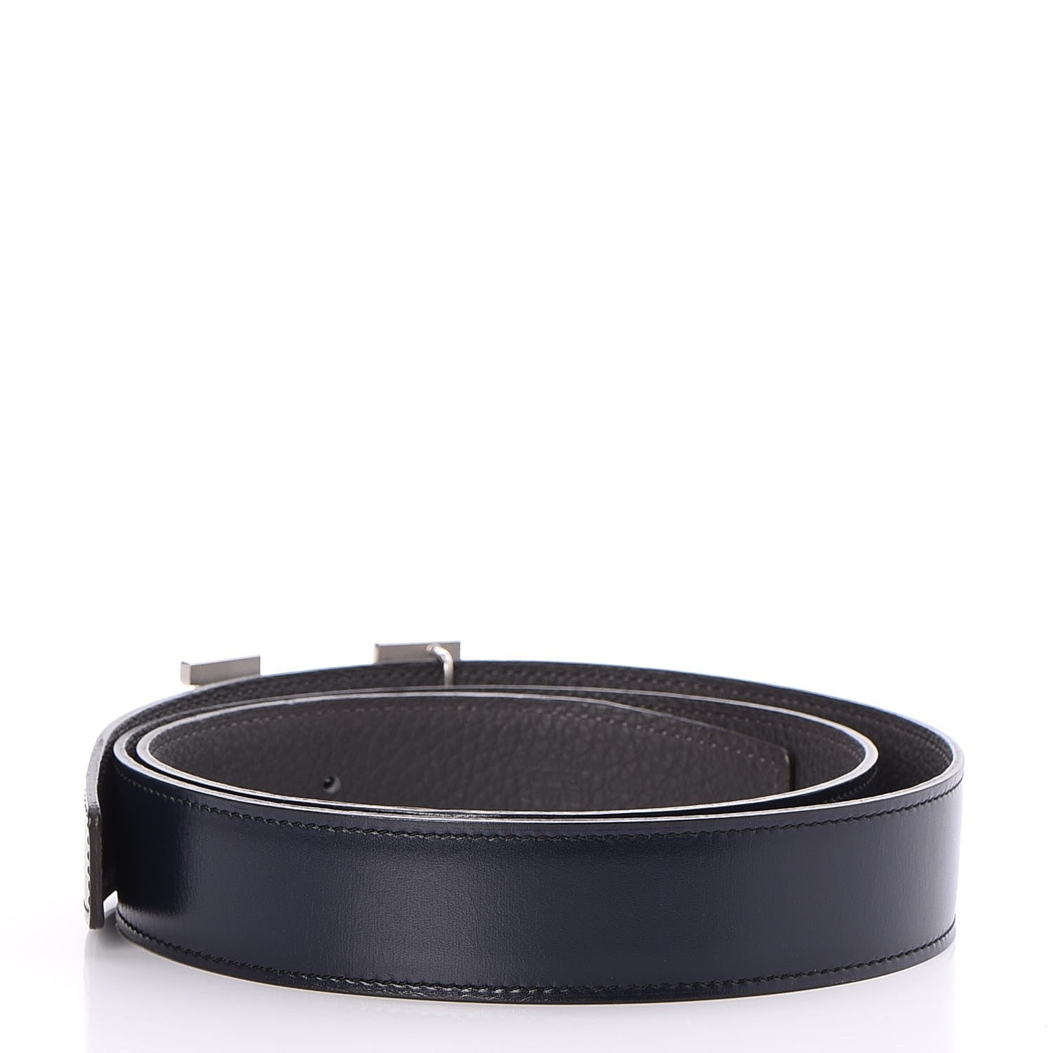 Hermes Box Togo 32mm H Belt 85 Bleu Marine Grey 3 of 6