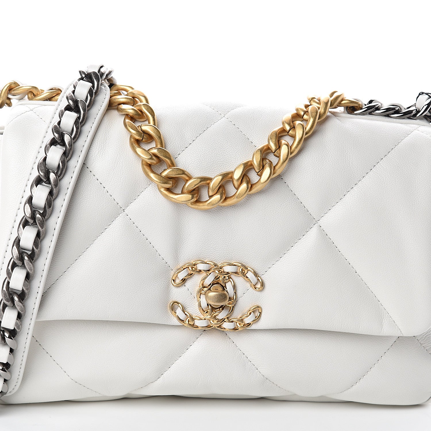 Chanel Goatskin Quilted Medium 19 Flap White 7 of 9