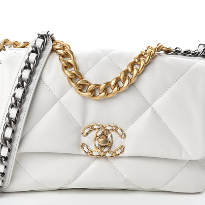 Chanel Goatskin Quilted Medium 19 Flap White 7 of 9