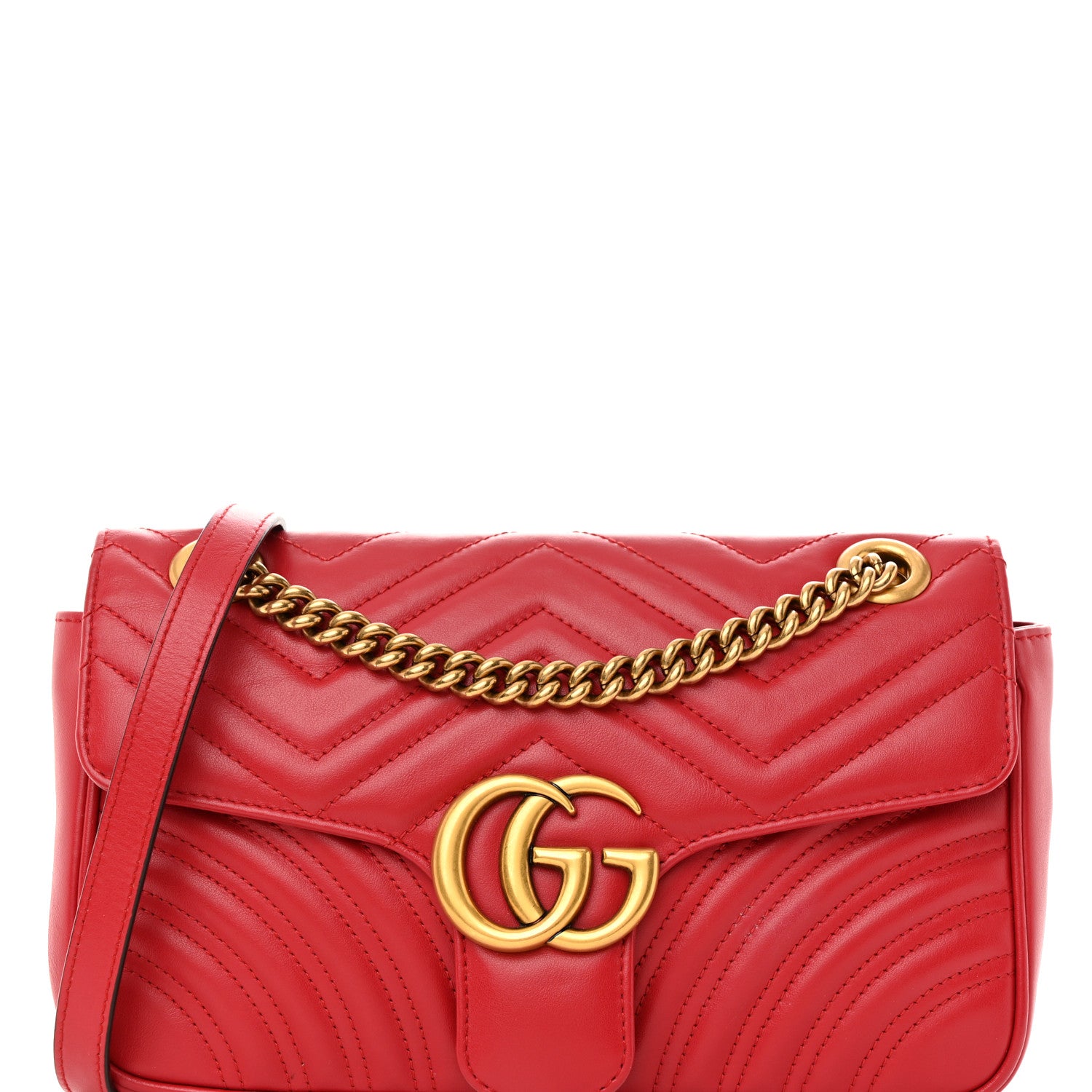 Gucci Calfskin Matelasse Small GG Marmont Shoulder Bag Hibiscus Red 8 of 12