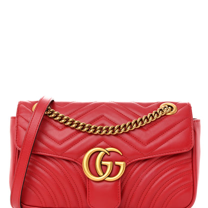 Gucci Calfskin Matelasse Small GG Marmont Shoulder Bag Hibiscus Red 8 of 12