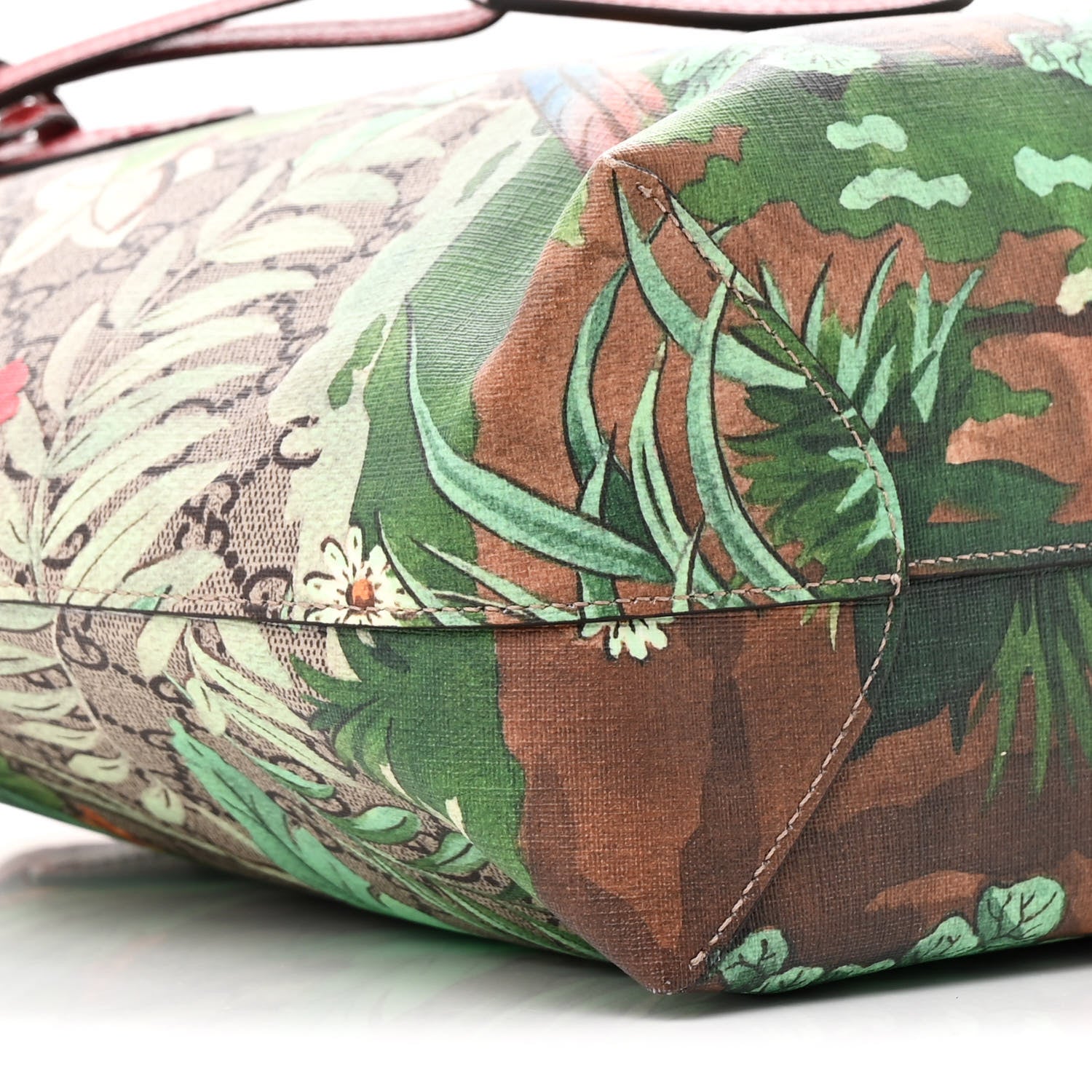 Gucci GG Supreme Monogram Tian Medium Shopping Tote Beige Multicolor Red 9 of 11