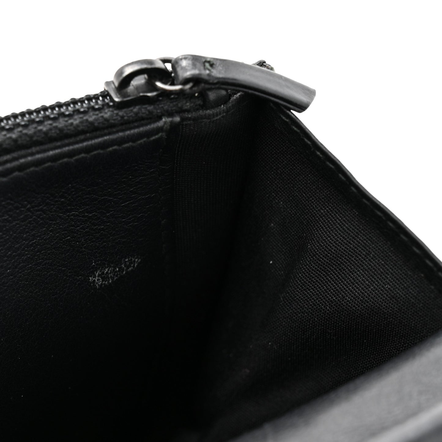 Crumpled Calfskin Quilted Wallet On Chain WOC Black