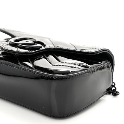 Gucci Patent Lambskin Enamel Matelasse Monochrome Super Mini GG Marmont Shoulder Bag Black 9 of 9