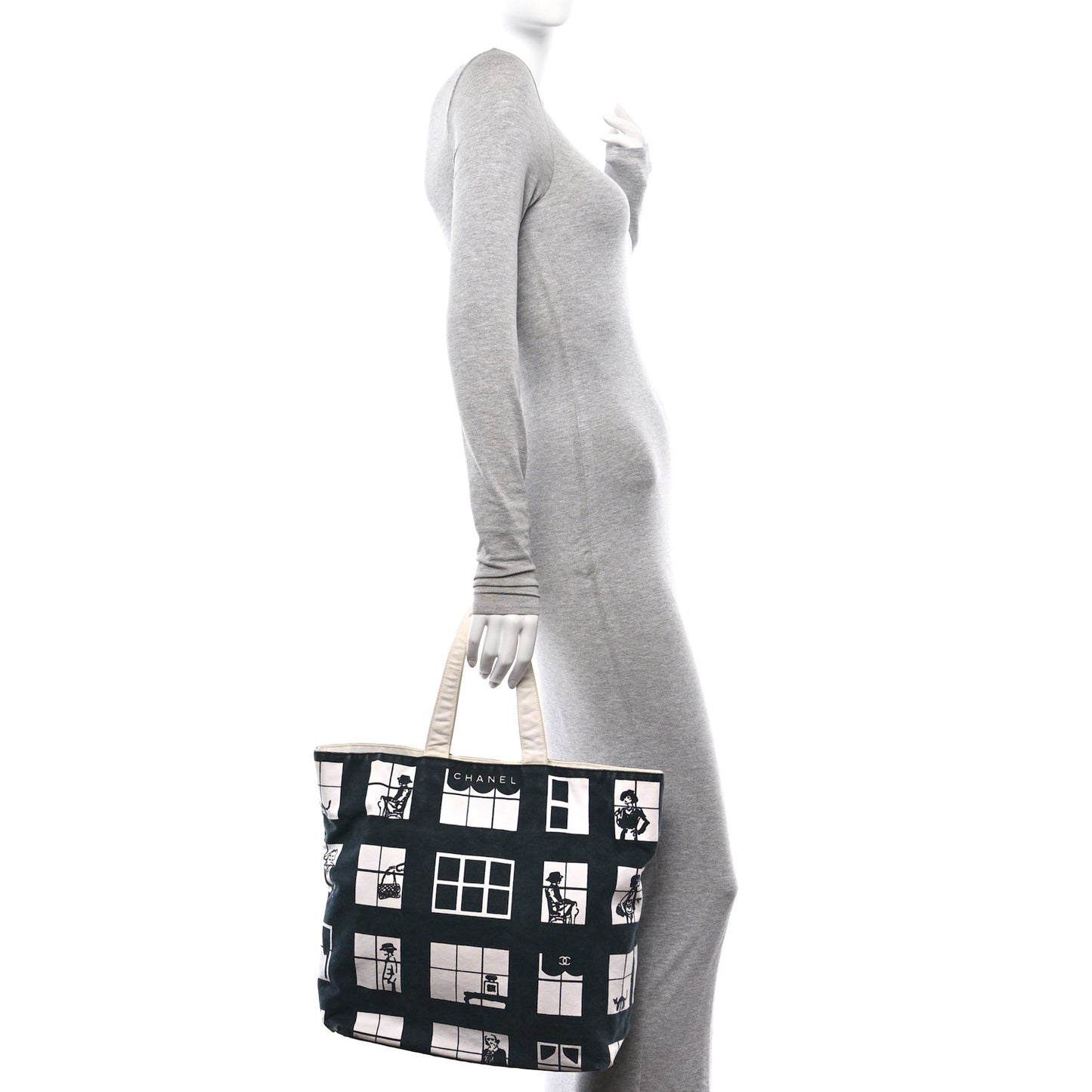 Canvas Coco Window Tote Black White
