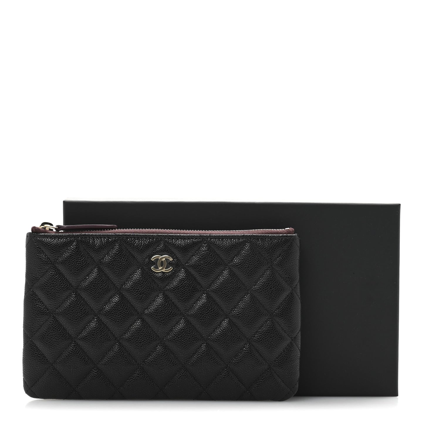 Caviar Quilted Small Zipped Pouch Black