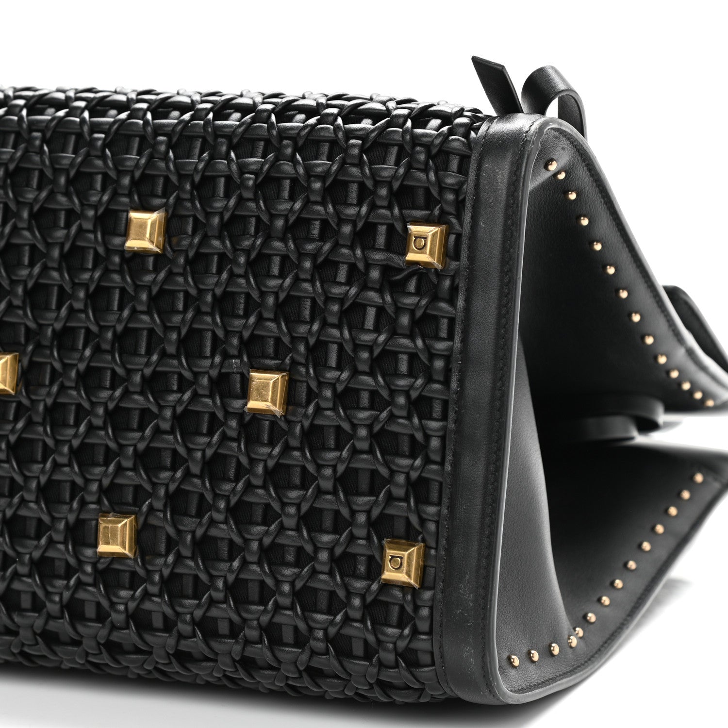 Salvatore Ferragamo Woven Calfskin Medium Studio Top Handle Bag Black 8 of 14
