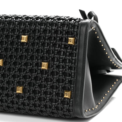 Salvatore Ferragamo Woven Calfskin Medium Studio Top Handle Bag Black 8 of 14