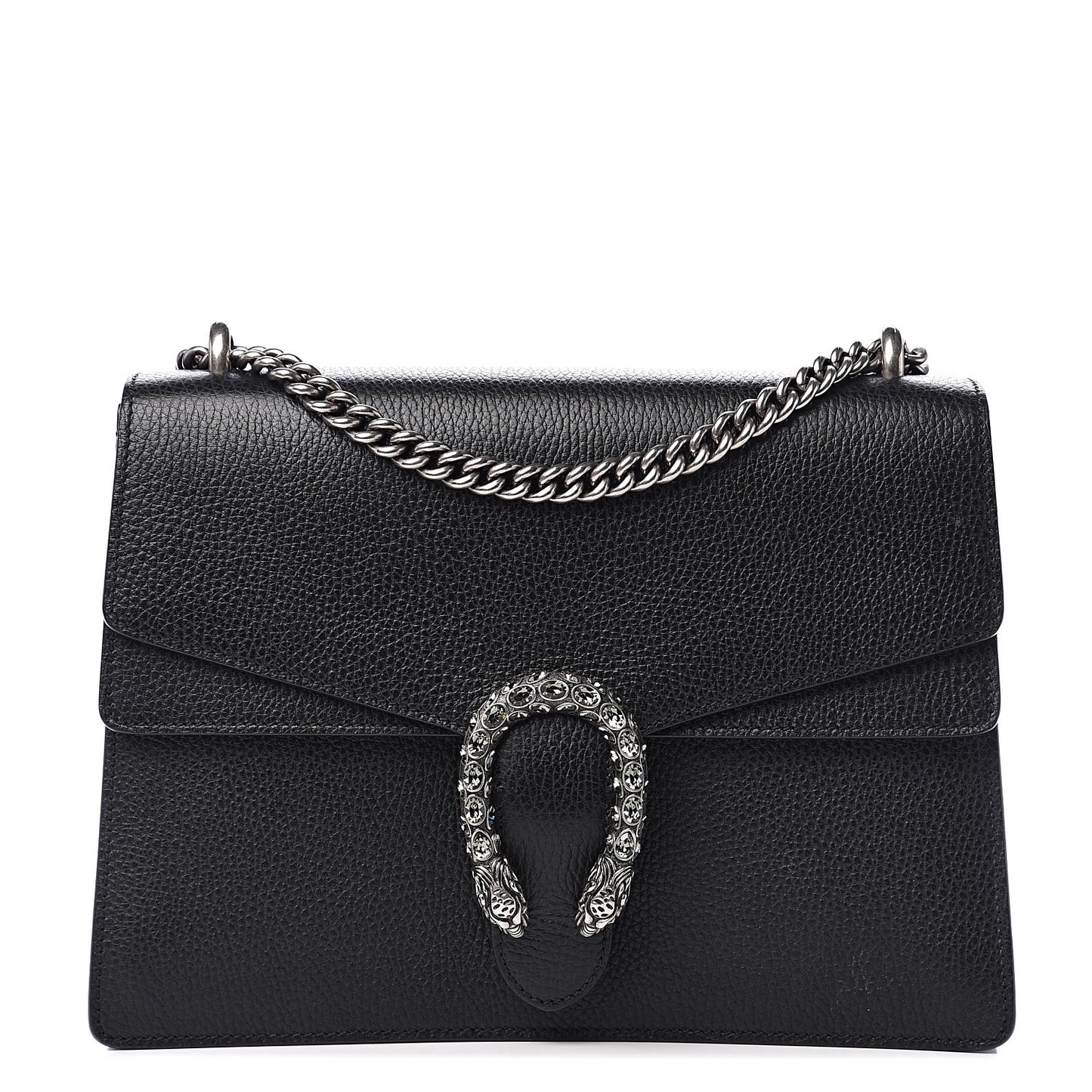 Dollar Calfskin Crystal Medium Dionysus Shoulder Bag Black Black Diamond