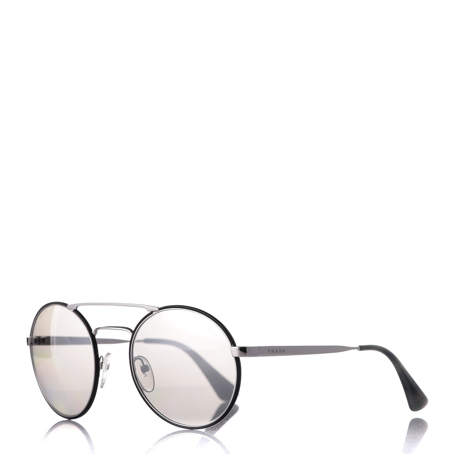 Prada Round Sunglasses SPR 51S Black Silver 1 of 7