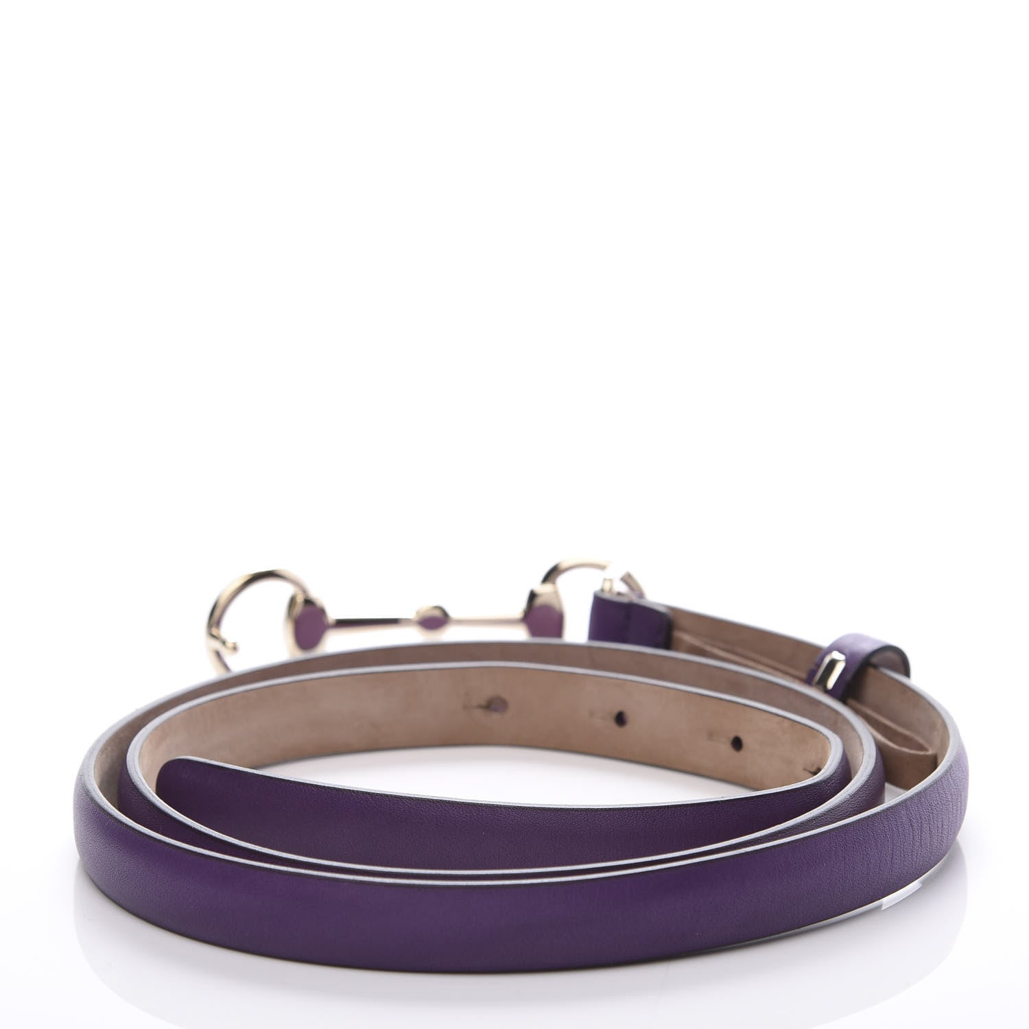 Gucci Calfskin Horsebit Skinny Belt 95 38 Purple 2 of 6