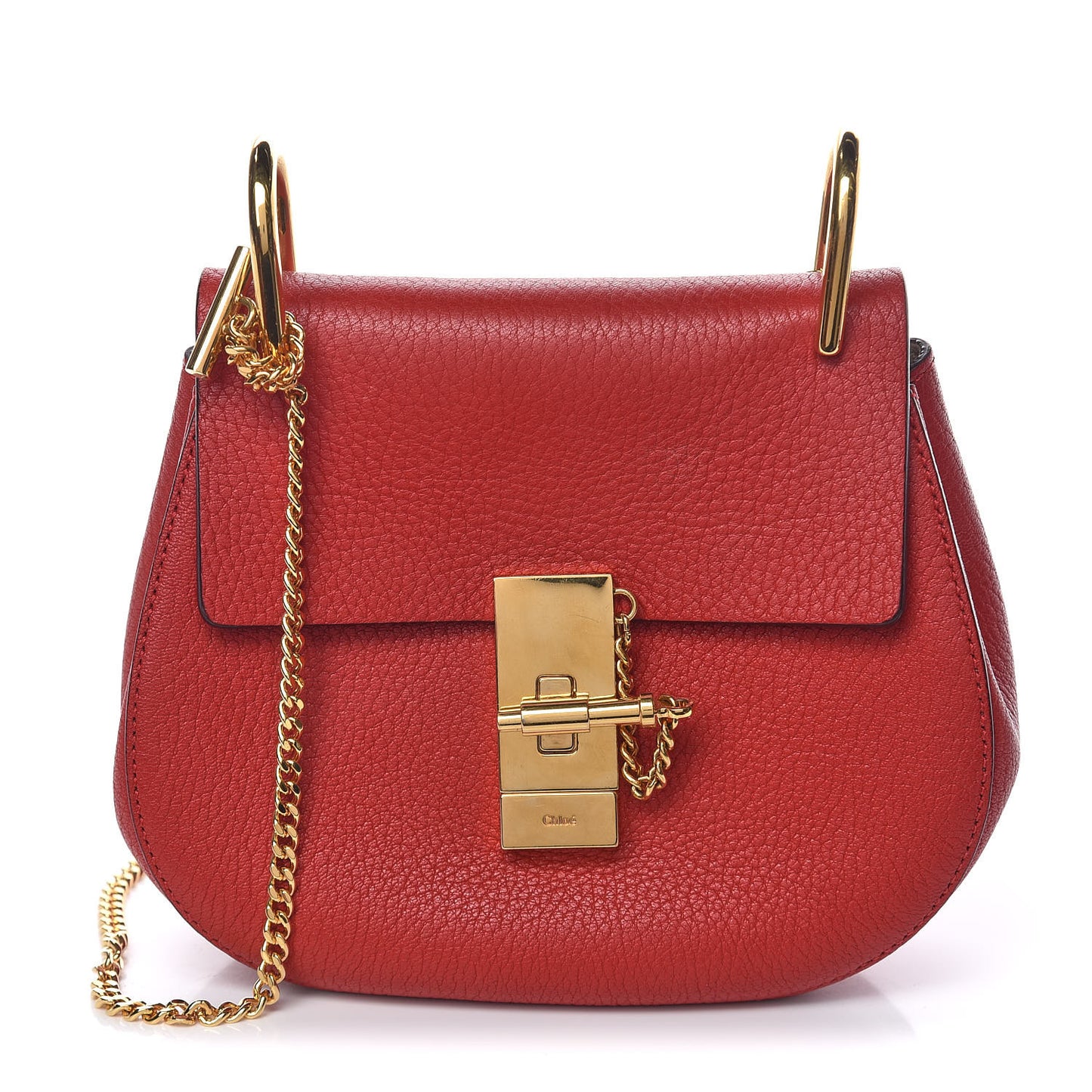 Grained Lambskin Mini Drew Shoulder Bag Plaid Red