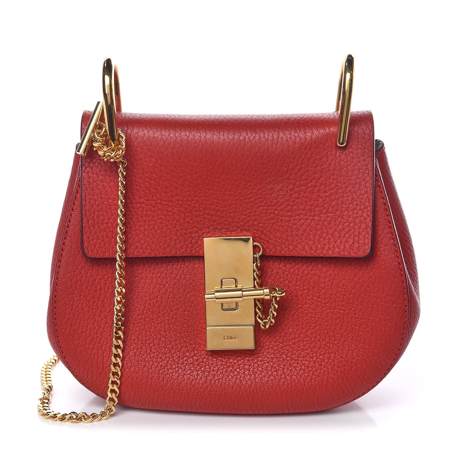 Chloe Grained Lambskin Mini Drew Shoulder Bag Plaid Red 1 of 12