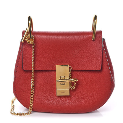 Chloe Grained Lambskin Mini Drew Shoulder Bag Plaid Red 1 of 12