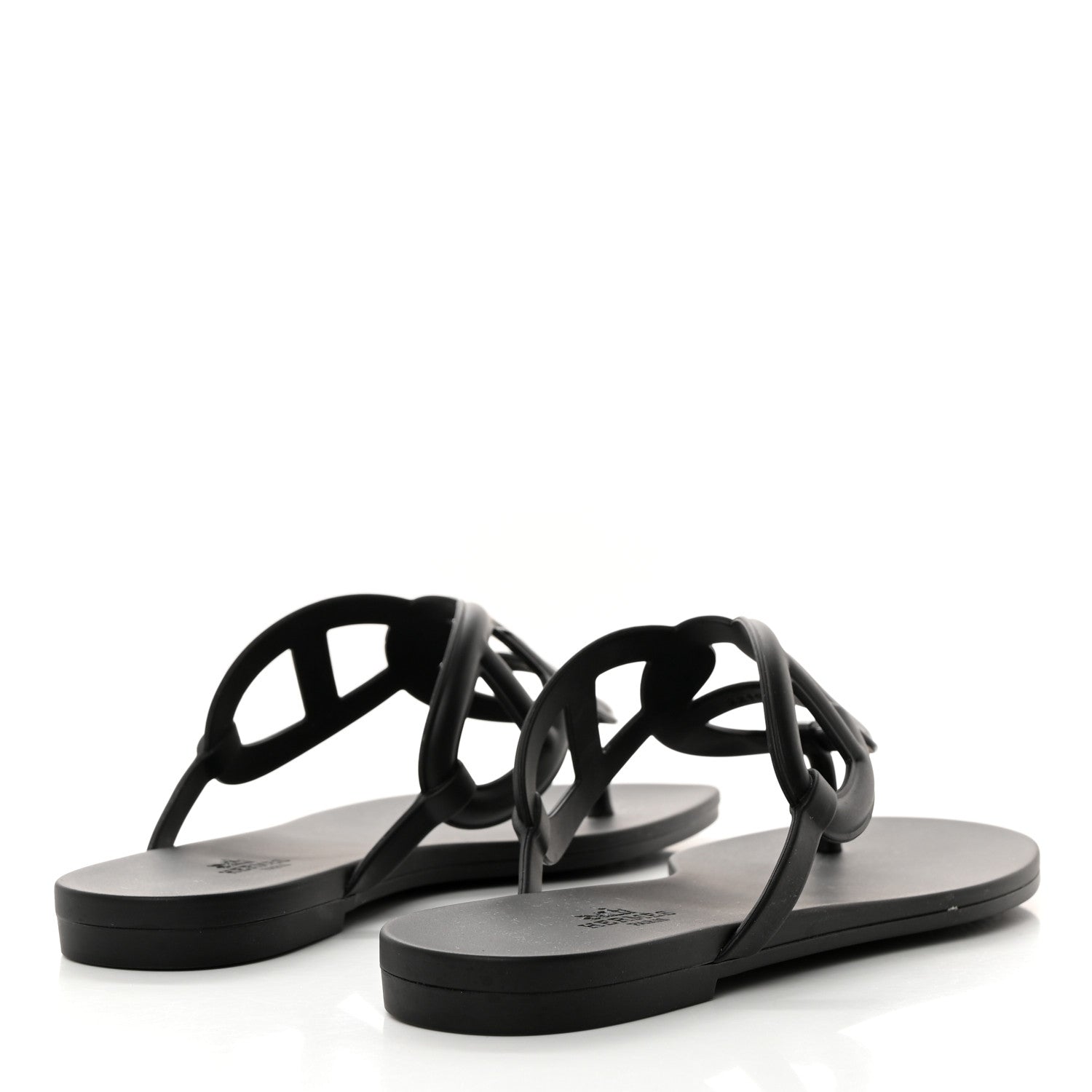 Hermes Rubber Womens Egerie Sandals 38 Black 4 of 9
