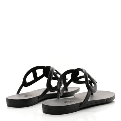 Hermes Rubber Womens Egerie Sandals 38 Black 4 of 9