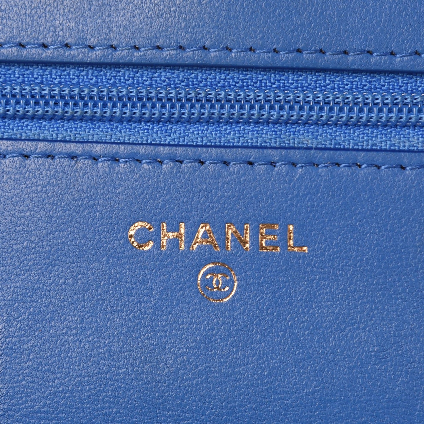 Lambskin Quilted Wallet On Chain WOC Blue