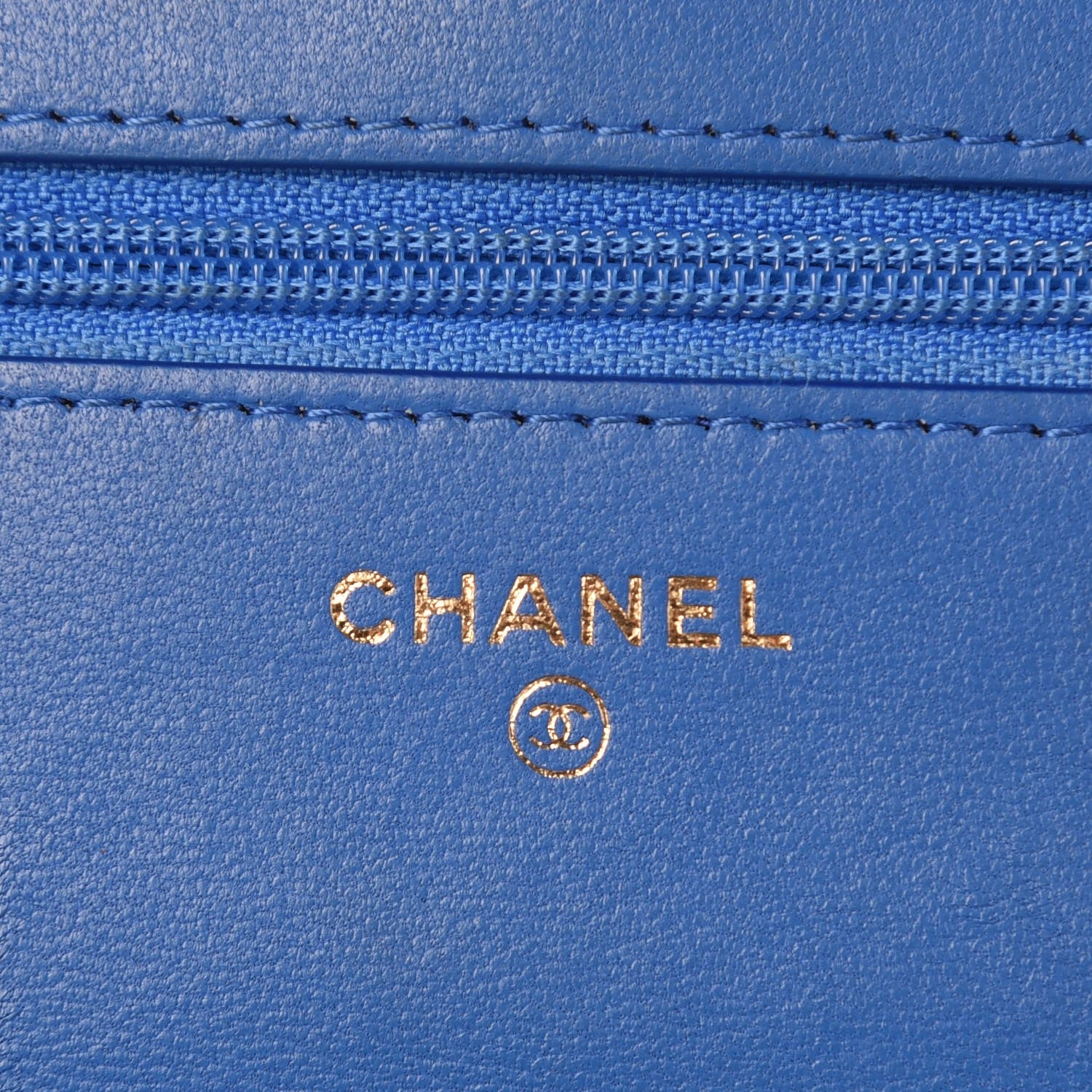 Chanel Lambskin Quilted Wallet On Chain WOC Blue 5 of 15