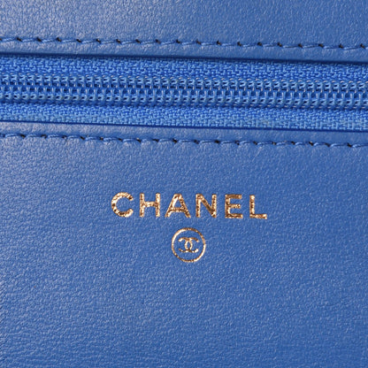 Chanel Lambskin Quilted Wallet On Chain WOC Blue 5 of 15