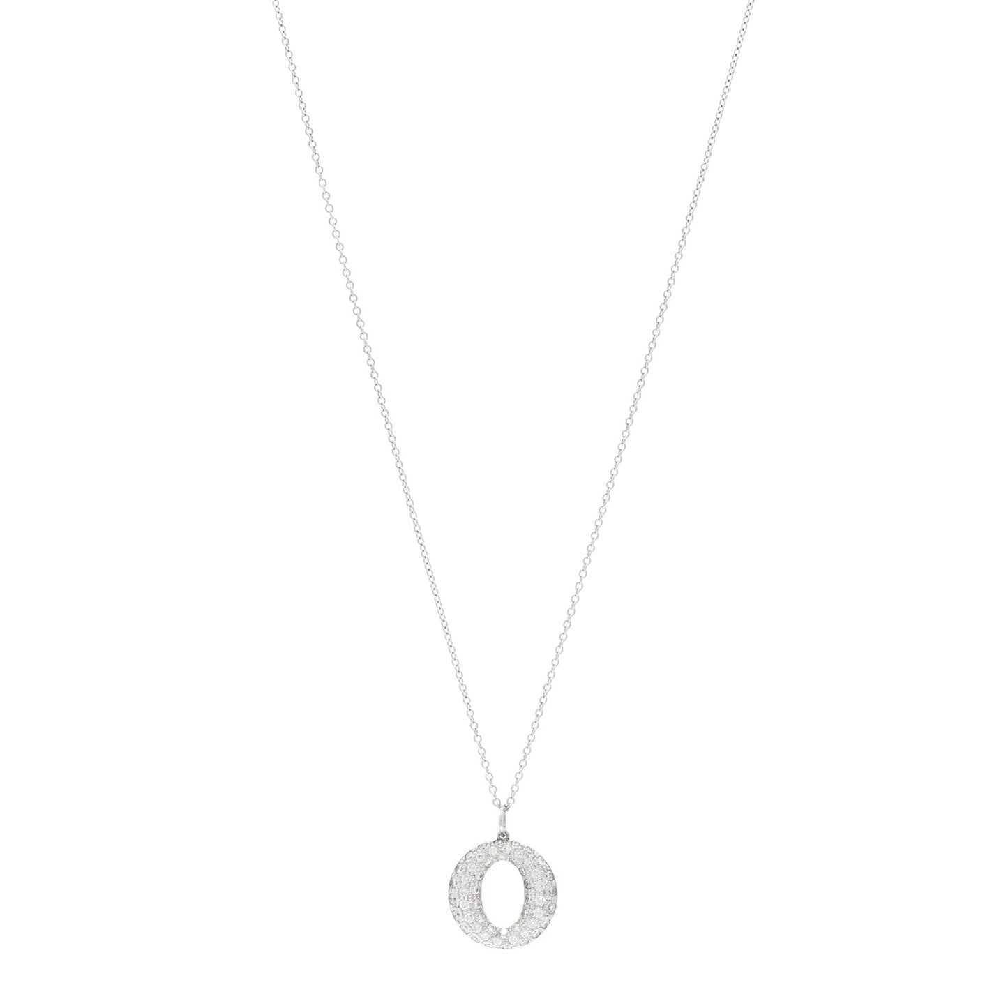 Platinum 18K White Gold Diamond Elsa Peretti Mini Sevillana Pendant Necklace