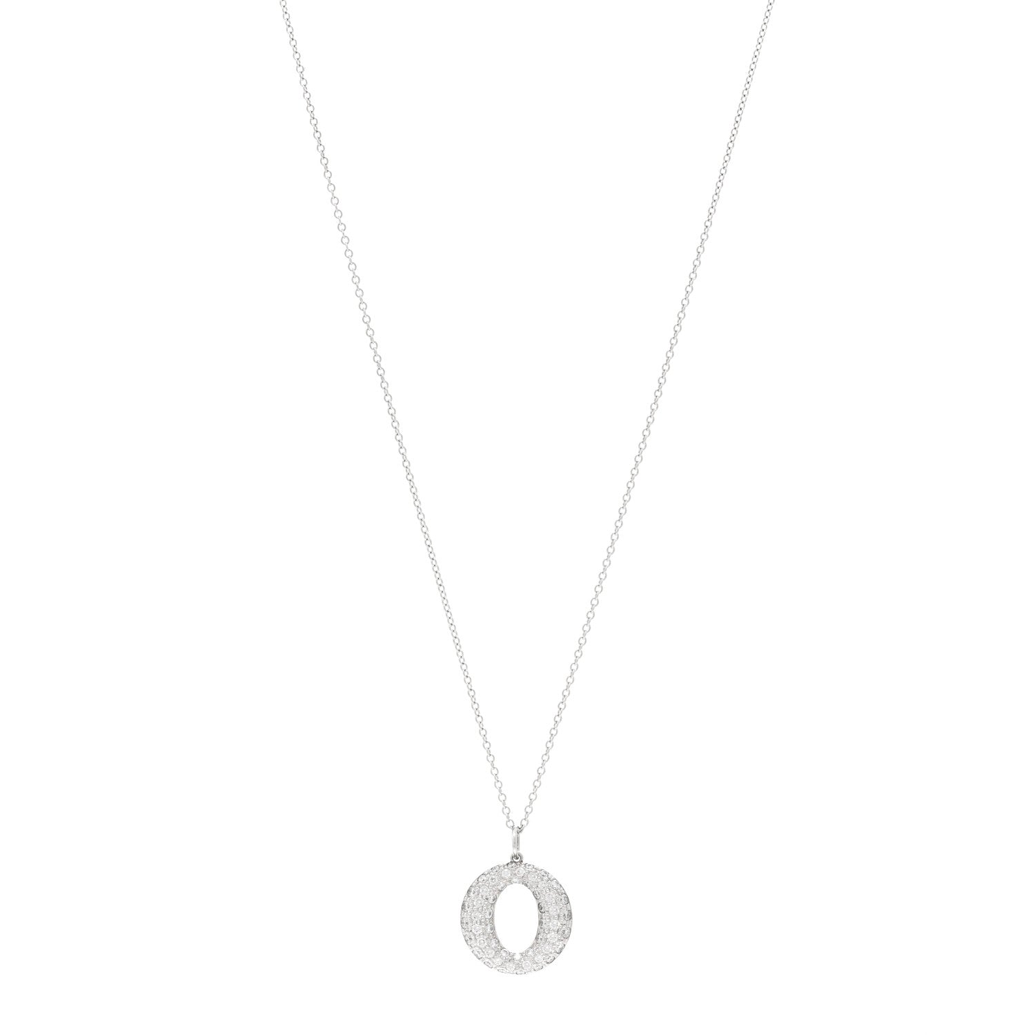 Tiffany Platinum 18K White Gold Diamond Elsa Peretti Mini Sevillana Pendant Necklace 1 of 4