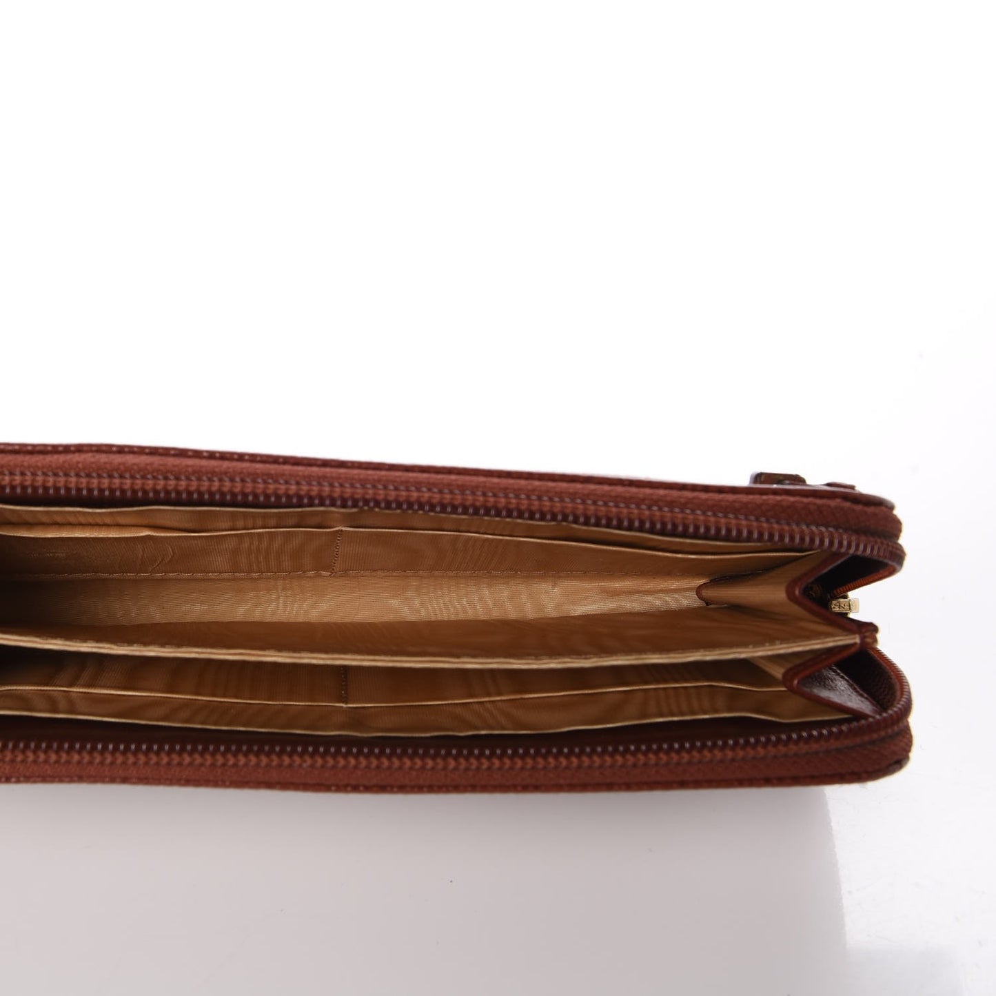 Caviar Large Timeless CC Gusset Zip Around Wallet Brown