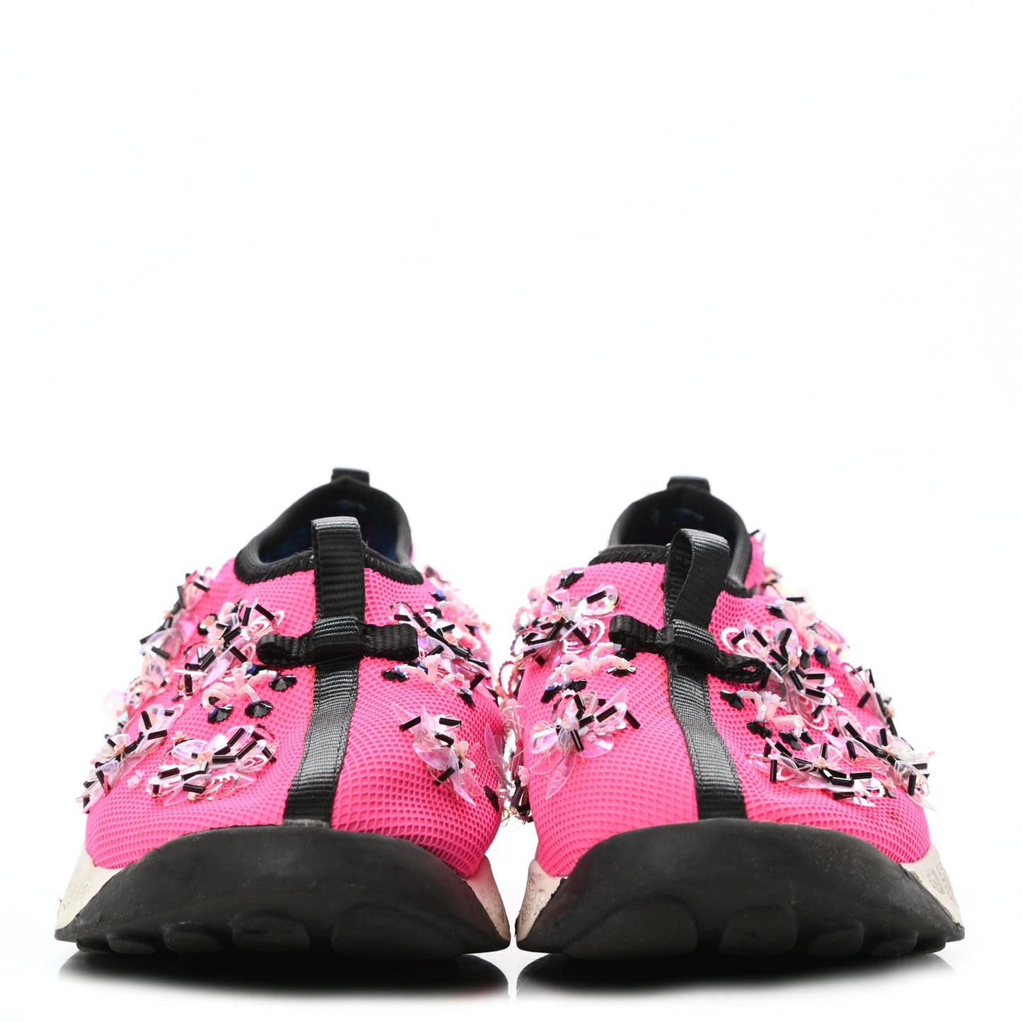 Technical Canvas Embellished Dior Fusion Sneakers 36 Rose Fluo