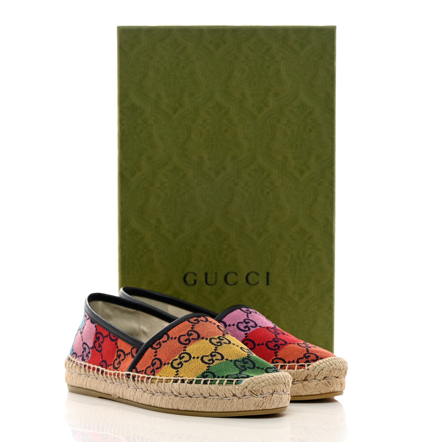 Gucci Monogram Multicolor Womens Espadrilles 36 Blue Rainbow Blue 9 of 9