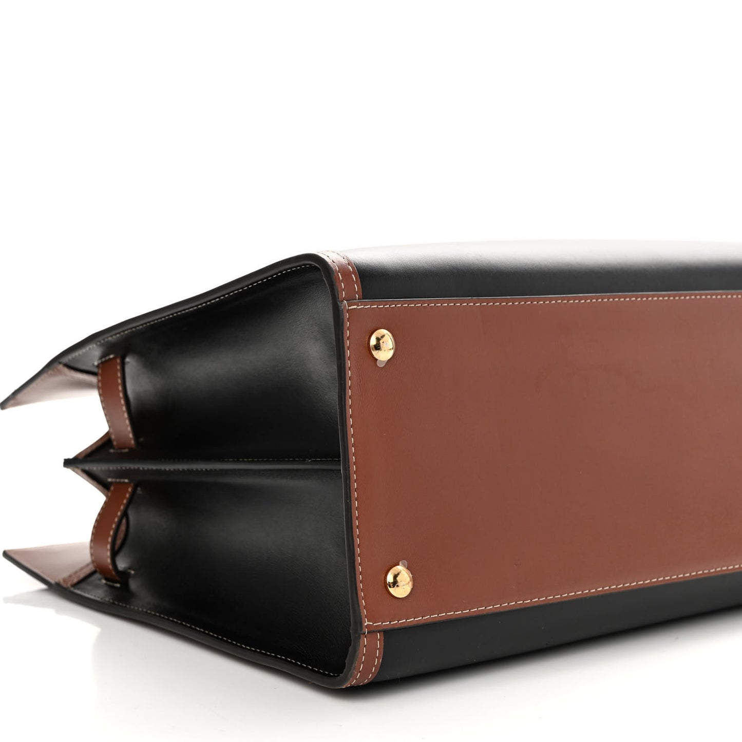 Calfskin Vintage Check Medium Two Handle Title Bag Black