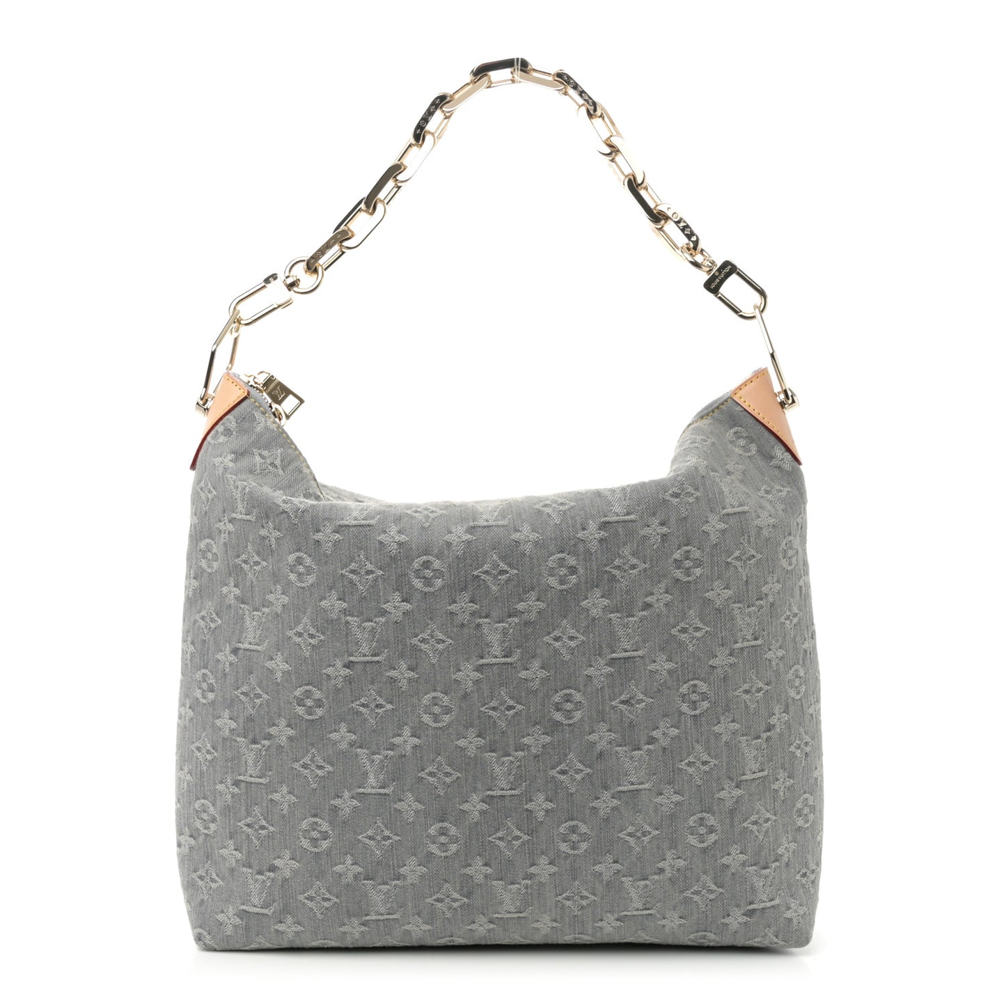 Monogram Denim Coussin Hobo MM Washed Gray