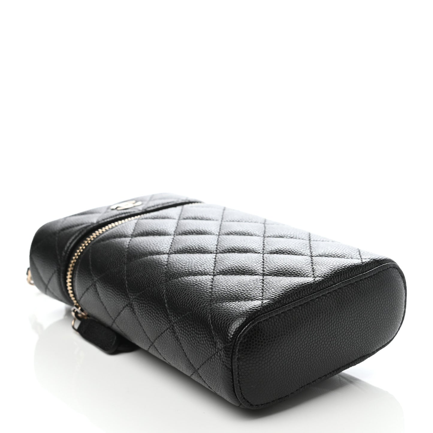 Caviar Quilted Phone Holder With Chain Black