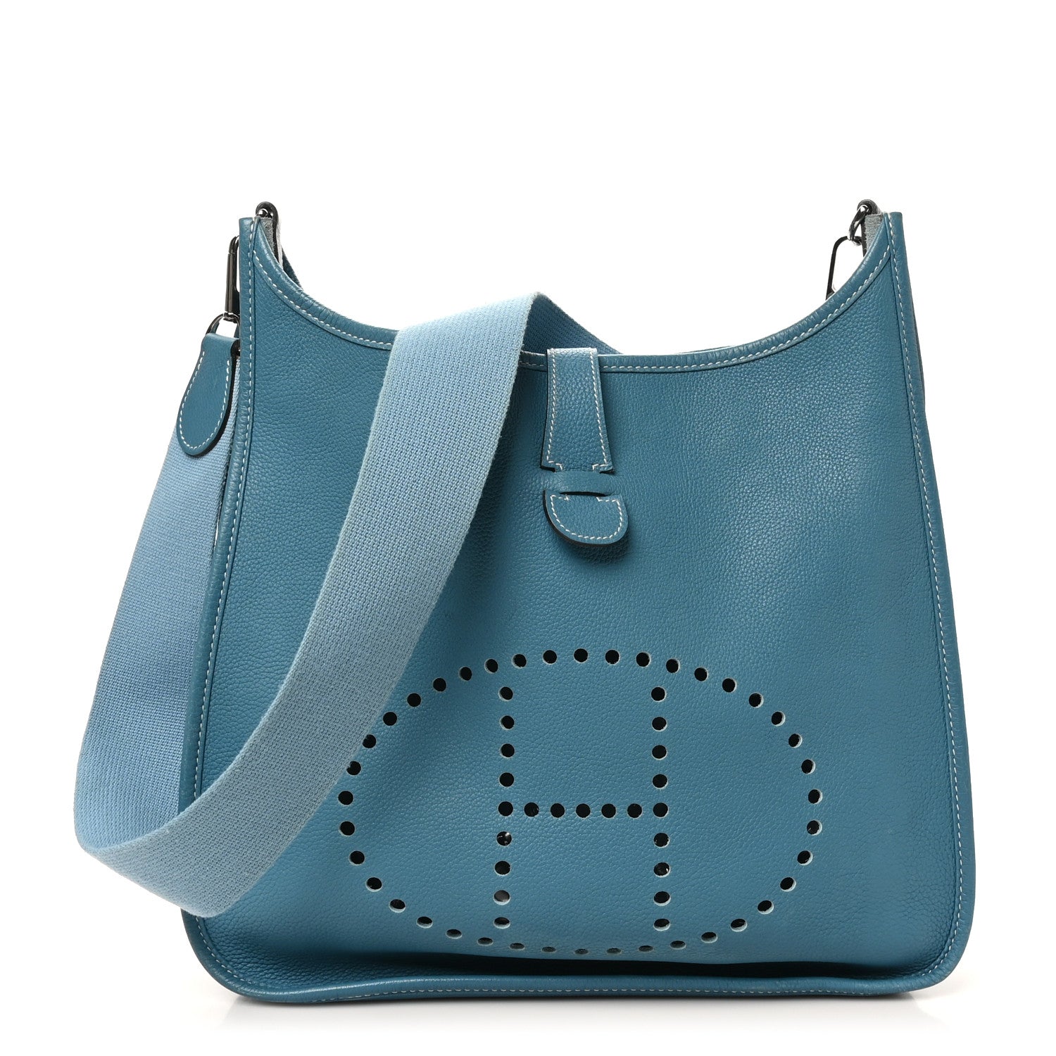 Hermes Taurillon Clemence Evelyne II GM Blue Jean 1 of 10