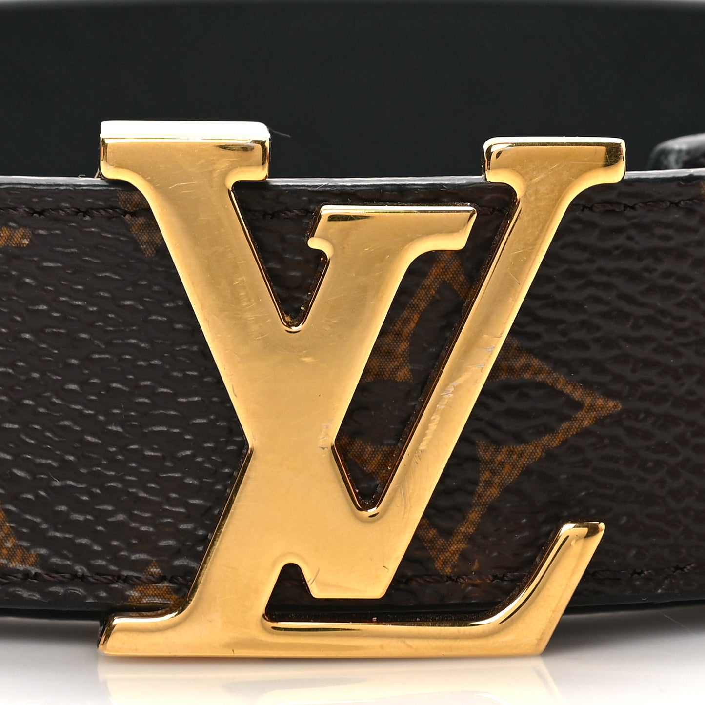Calfskin Monogram 30mm LV Initiales Reversible Belt 90 36 Black